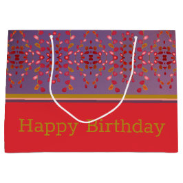 Sacola Para Presentes Grande Pluma Rosa Com Mostarda Dourada