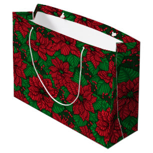 Sacola Para Presentes Grande Poinsettia, padrão de Natal