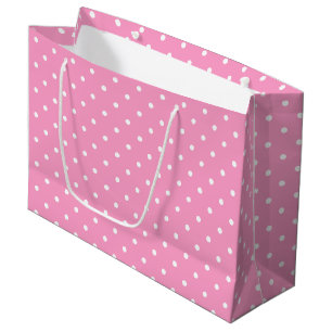 Sacola Para Presentes Grande Polca branca cor-de-rosa elegante modelo