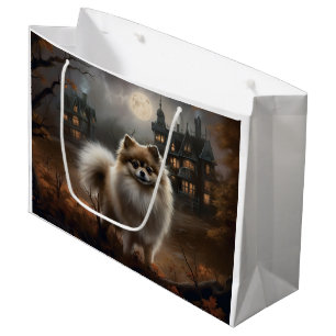 Sacola Para Presentes Grande Pomerânia Halloween Assustador