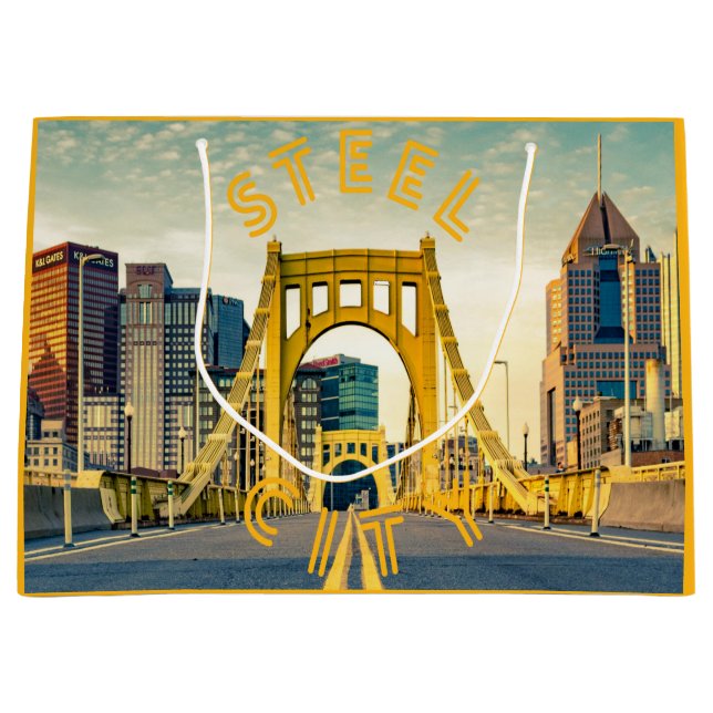 Sacola Para Presentes Grande Ponte Skyline City em Pittsburgh Pennsylvania  (Frente)