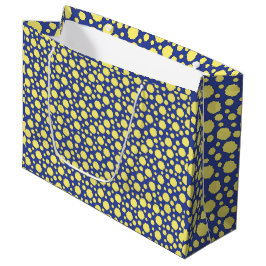 Sacola Para Presentes Grande Pontos amarelos em azul