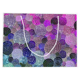 Sacola Para Presentes Grande Pontos e círculos luminosos de luxo - roxo colorid