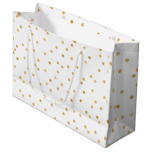 Sacola Para Presentes Grande Pontos modernos elegantes dos confetes do ouro