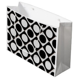Sacola Para Presentes Grande Pontos & quadrados / branco preto + suas ideias