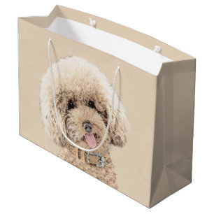 Sacola Para Presentes Grande Poodle (Brinquedo, Miniatura) Pintando Arte Cão O