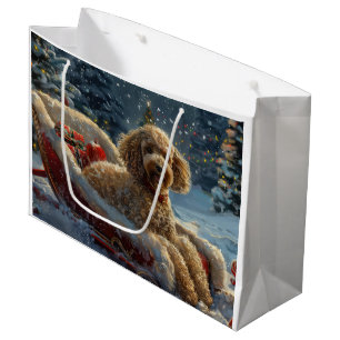 Sacola Para Presentes Grande Poodô Cachorro Natal Festivo