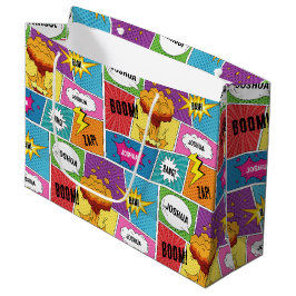 Sacola Para Presentes Grande Pop de Arte Personalizada do Livro Quadrado Colori