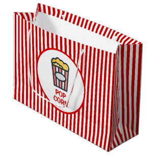 Sacola Para Presentes Grande Popcorn Striped
