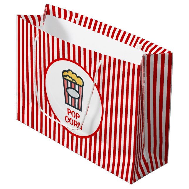 Sacola Para Presentes Grande Popcorn Striped (Frente inclinada)