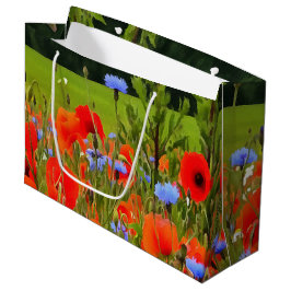 Sacola Para Presentes Grande Poppies E Cornflower Arte Horizontal Realista