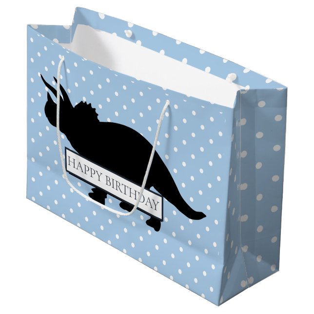 Sacola Para Presentes Grande Pôquer Azul do Dinossaur - Padrão Grande (Frente inclinada)