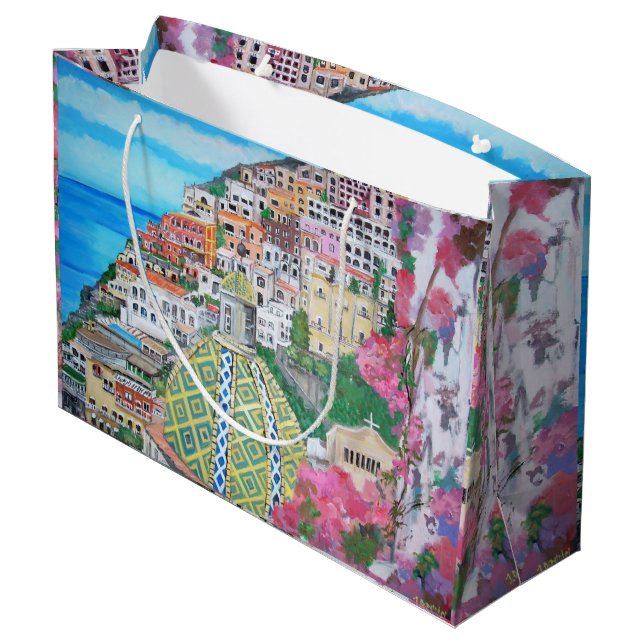 Sacola Para Presentes Grande Positano - saco feito sob encomenda do presente - (Verso inclinado)