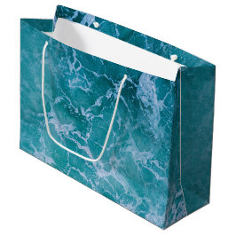 Sacola Para Presentes Grande Praia das Ondas do Oceano Azul Profundo