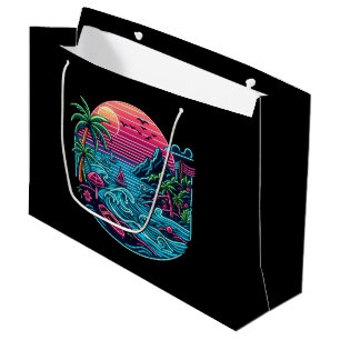 Sacola Para Presentes Grande Praia neon tropical/havaiana