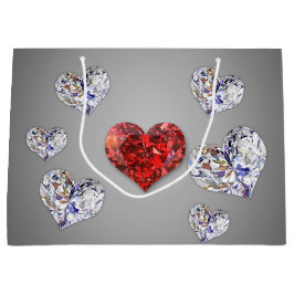 Sacola Para Presentes Grande Precioso Elegante Diamond Hearts