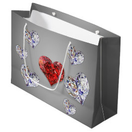 Sacola Para Presentes Grande Precioso Elegante Diamond Hearts