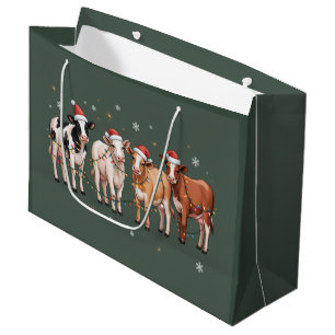 Sacola Para Presentes Grande Presente de Amante de Vaca de Natal Festa Divertid
