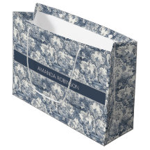Presente de Monograma Floral de Damasco em Toile A