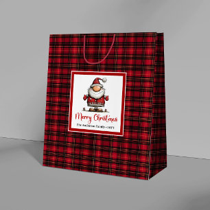 Sacola Para Presentes Grande Presente Desenho à Mão do Papai Noel Engraçado Nat