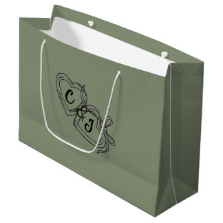 Sacola Para Presentes Grande Presente Elegante Verde Sage Grande Premium