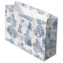 Presente Estilo Toile Francês Azul para Jack Russe