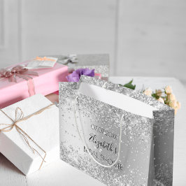 Sacola Para Presentes Grande Presente para Chá de Noiva prata nome
