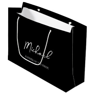 Sacola Para Presentes Grande Presente Personalizado Preto e Branco com Nome par