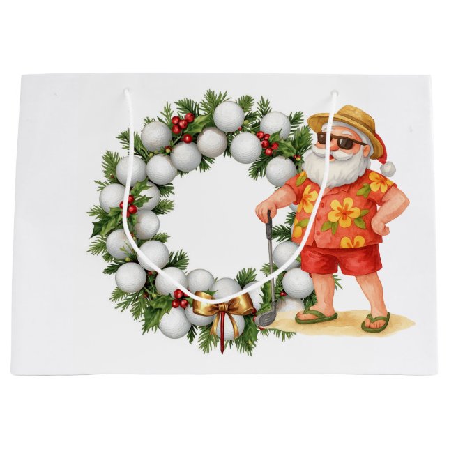 Sacola Para Presentes Grande Presentes de Natal com tema de golfe para golfista (Frente)