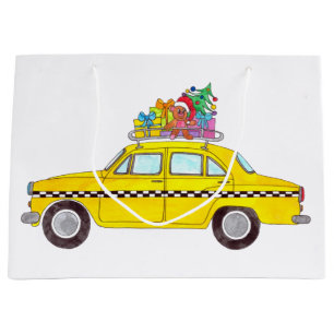 Sacola Para Presentes Grande Presentes de Natal de Táxi Amarelo de Nova York
