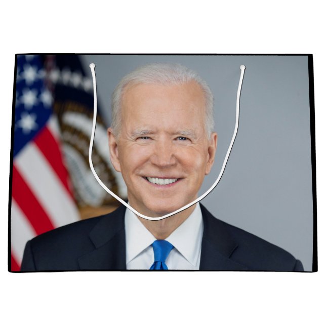 Sacola Para Presentes Grande Presidente Joe Biden Casa Branca Retrato Médio (Frente)