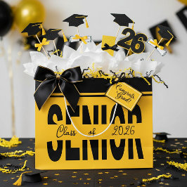 Sacola Para Presentes Grande Preto clássico Senior personalizado