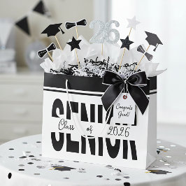Sacola Para Presentes Grande Preto clássico Senior personalizado