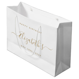 Sacola Para Presentes Grande Preto de aniversário personalizado e Dourado