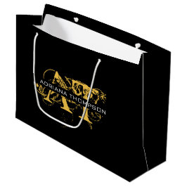 Sacola Para Presentes Grande Preto e Dourado, preto, aflitos modernos