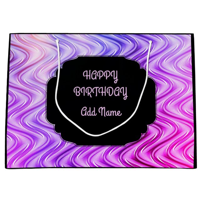 Sacola Para Presentes Grande Preto e Roxo Personalizados (Frente)