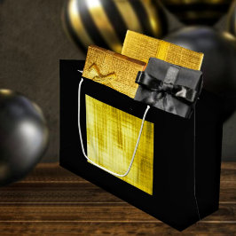 Sacola Para Presentes Grande Preto-II com Painel Dourado 