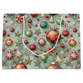 SACOLA PARA PRESENTES GRANDE PRETTY COLOFUL CHRISTMAS ORNAMENTS