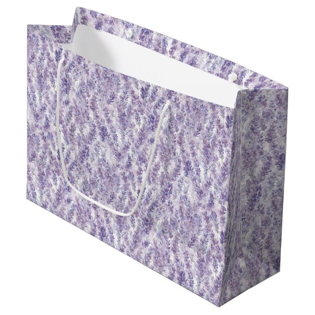Sacola Para Presentes Grande Pretty Lavender Flowers Bridal Shower (Frente inclinada)