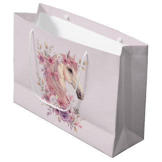 Sacola Para Presentes Grande Pretty Ponies and Petals Horse Gift Bag for Girls