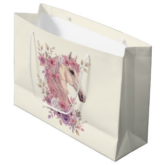 Sacola Para Presentes Grande Pretty Ponies and Petals Horse Gift Bag for Girls