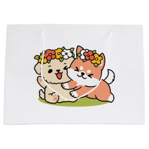 Sacola Para Presentes Grande Primavera dentro da cutena - Ilustração Adorável d