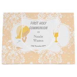 Sacola Para Presentes Grande Primeira comuna loira de cabelos Obrigado