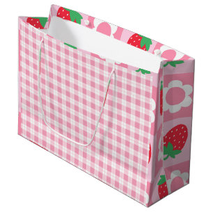 Sacola Para Presentes Grande Primeira Festa de aniversário de Berry Rosa e Verm