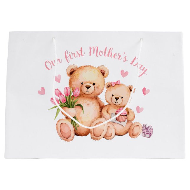 Sacola Para Presentes Grande Primeiro Dia de as mães (Frente)