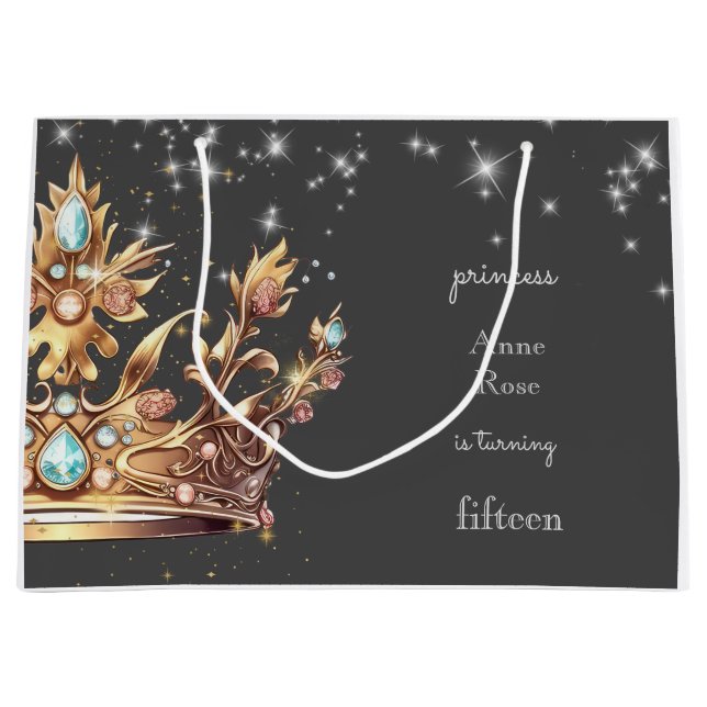 Sacola Para Presentes Grande Princesa Real Birthday (Frente)