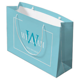Sacola Para Presentes Grande Profissional Azul e Branco Minimalista para Noivos