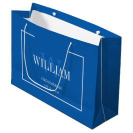 Sacola Para Presentes Grande Profissional Azul e Branco Minimalista para Noivos
