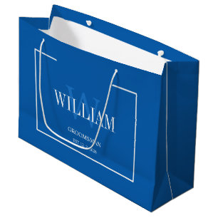 Sacola Para Presentes Grande Profissional Azul e Branco Minimalista para Noivos