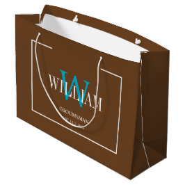 Sacola Para Presentes Grande Profissional Minimalista Marrom e Branco para Noiv